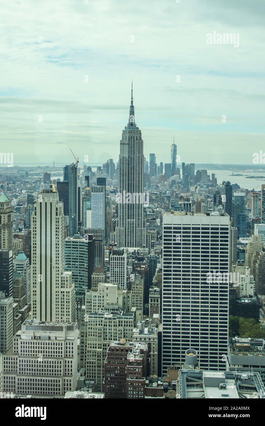 View of the Empire State Building from the Top Of The Rock Observatory in Manhattan New York Stock Photo