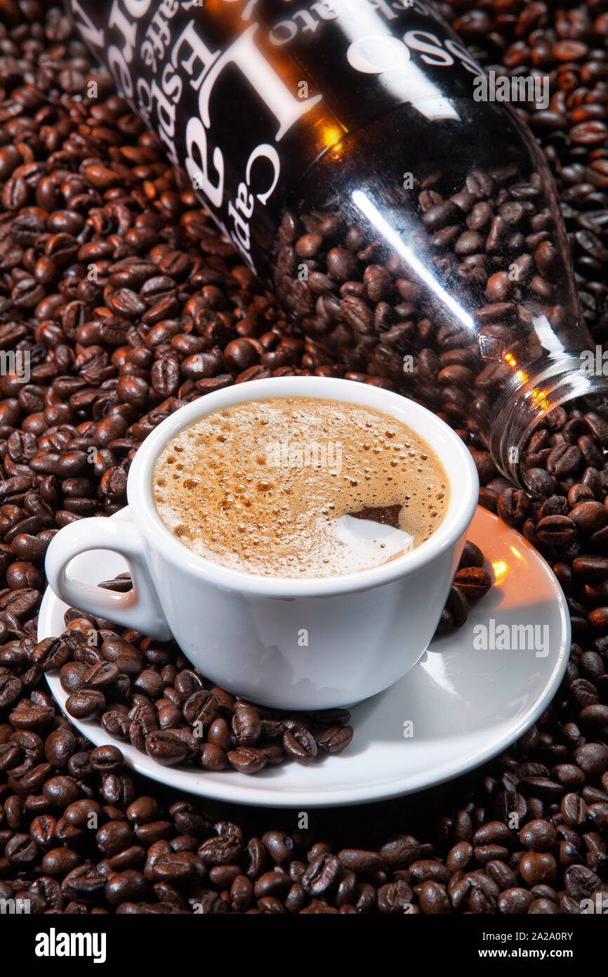 Coffee and coffee beans ona studio background Stock Photo Alamy