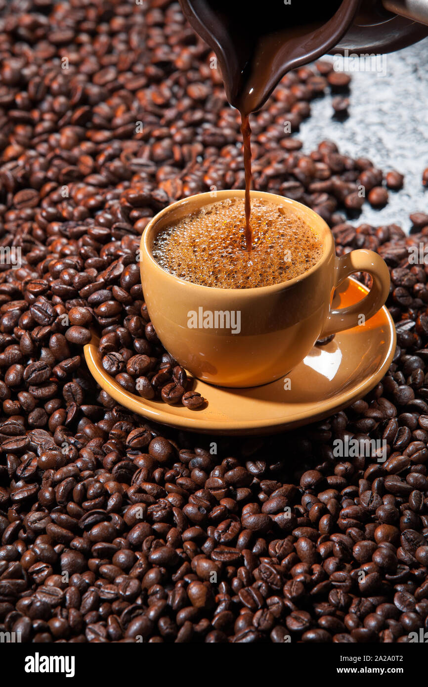 Coffee and coffee beans ona studio background Stock Photo Alamy