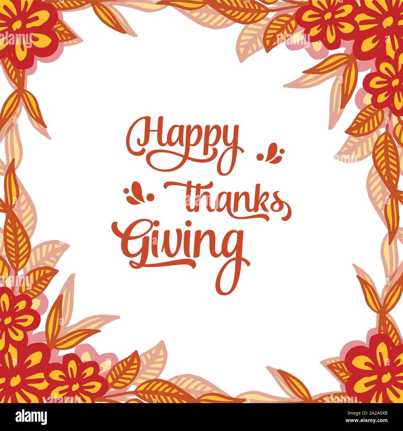 Design card thanksgiving, with element of autumn leaves frame. Vector ...