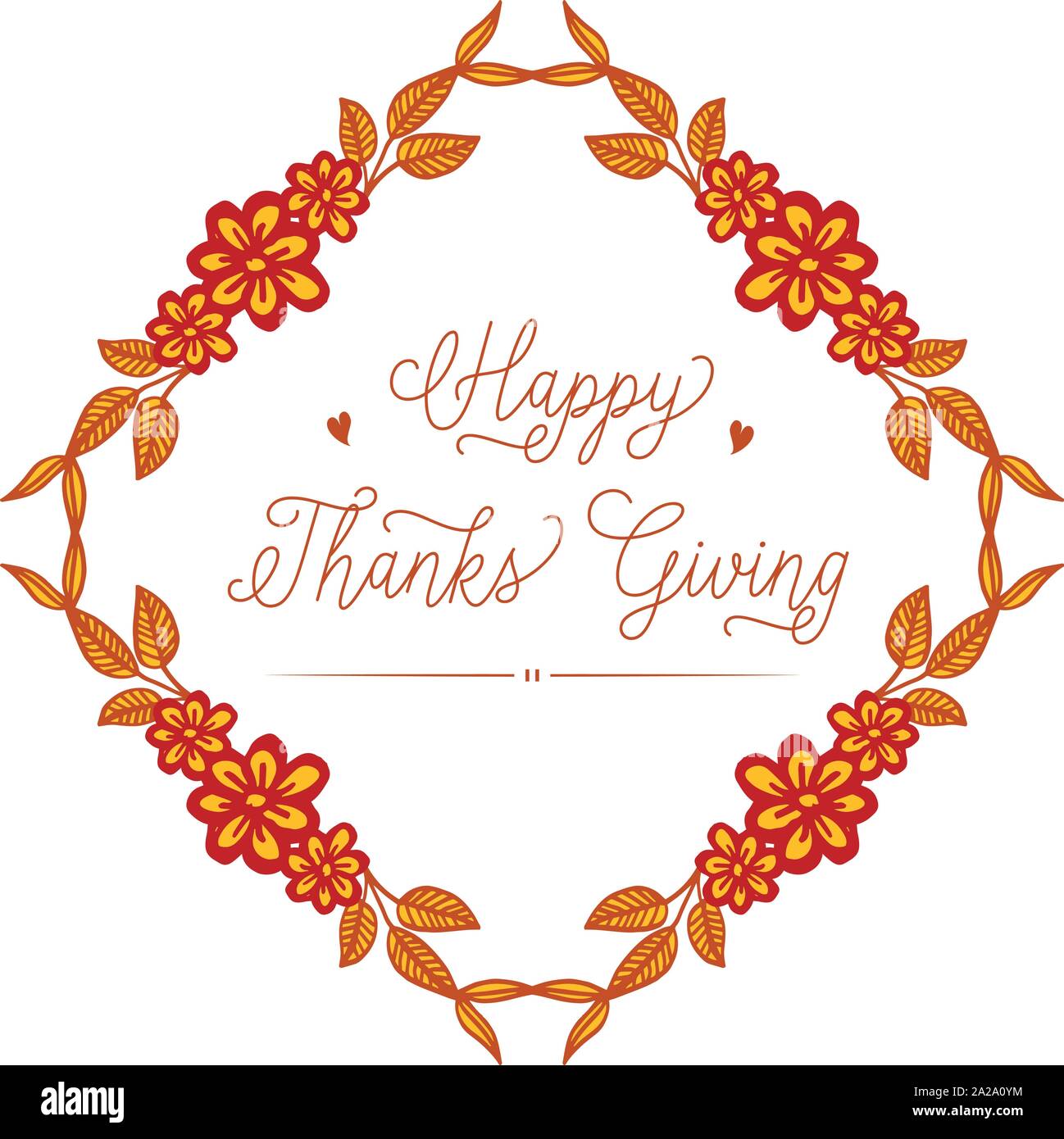 Greeting card thanksgiving, with cute autumn leaves frame. Vector Stock ...