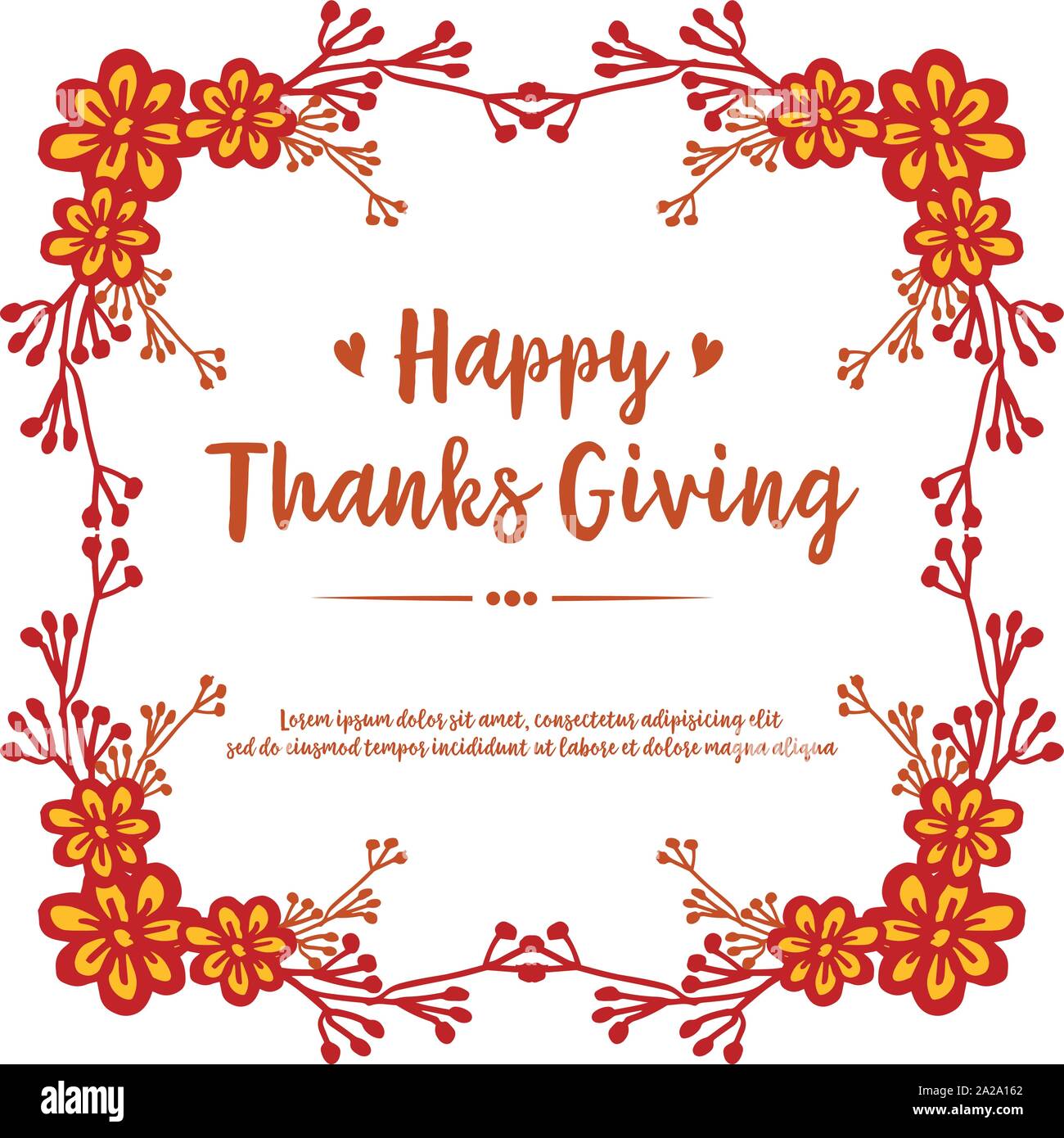Lettering of thanksgiving, with autumn leaves frame background. Vector ...