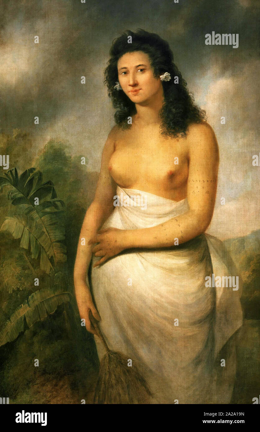 Portrait of Poedooa, the 19-year-old daughter of Orio, chief of the Haamanino district of Raiatea (Ulietea), one of the Society Islands neighbouring Tahiti. One of the earliest images of a Polynesian woman produced by a European painter. John Webber, circa 1777 Stock Photo
