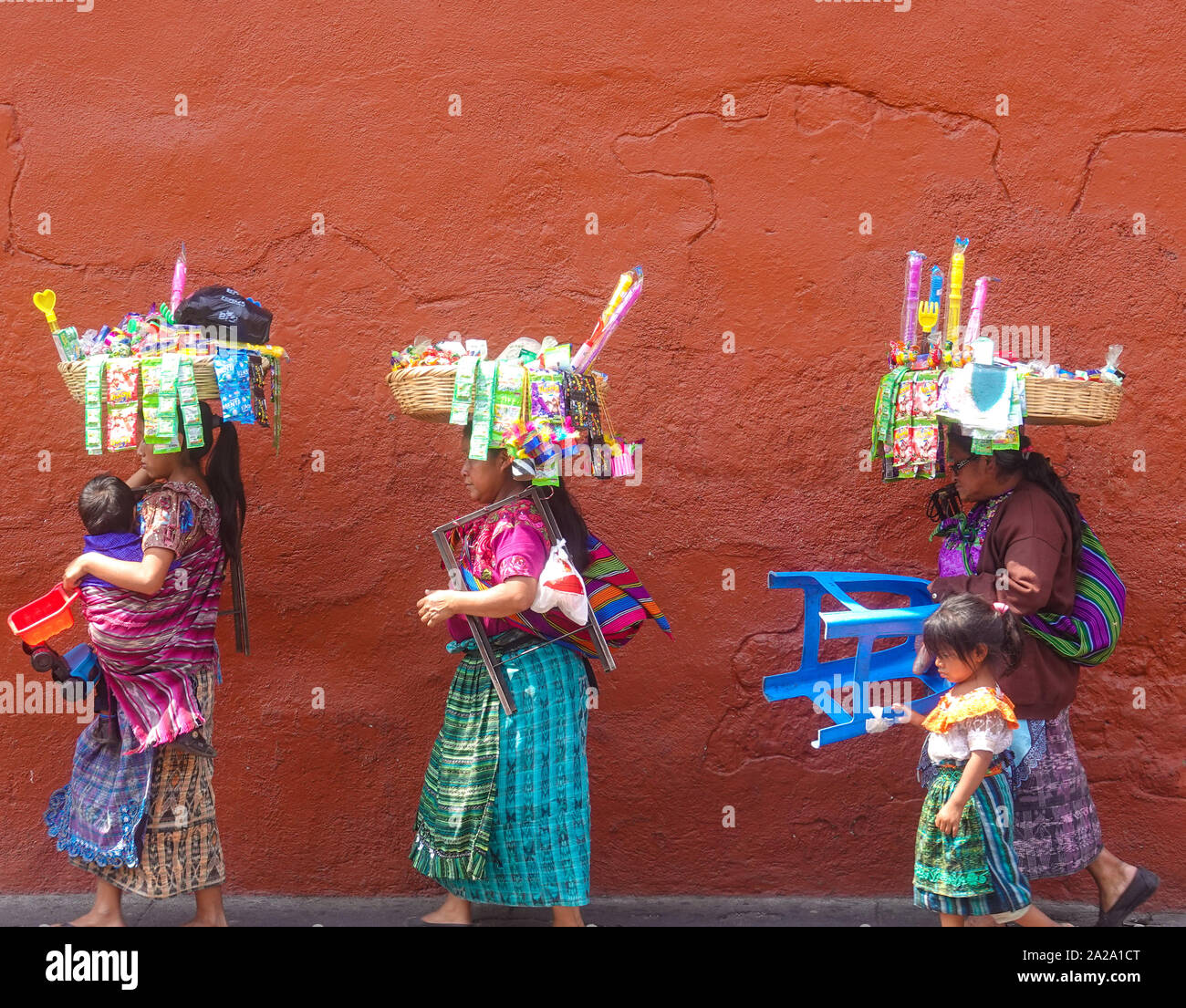 Mayan street vendors in Antigua, Guatemala Stock Photo