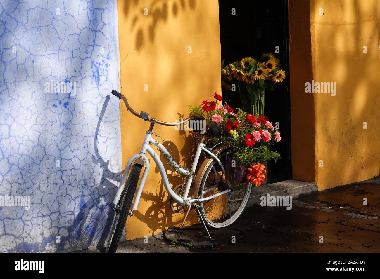Colorful Guatemalan Flower Shop in Antigua, Guatemala Stock Photo