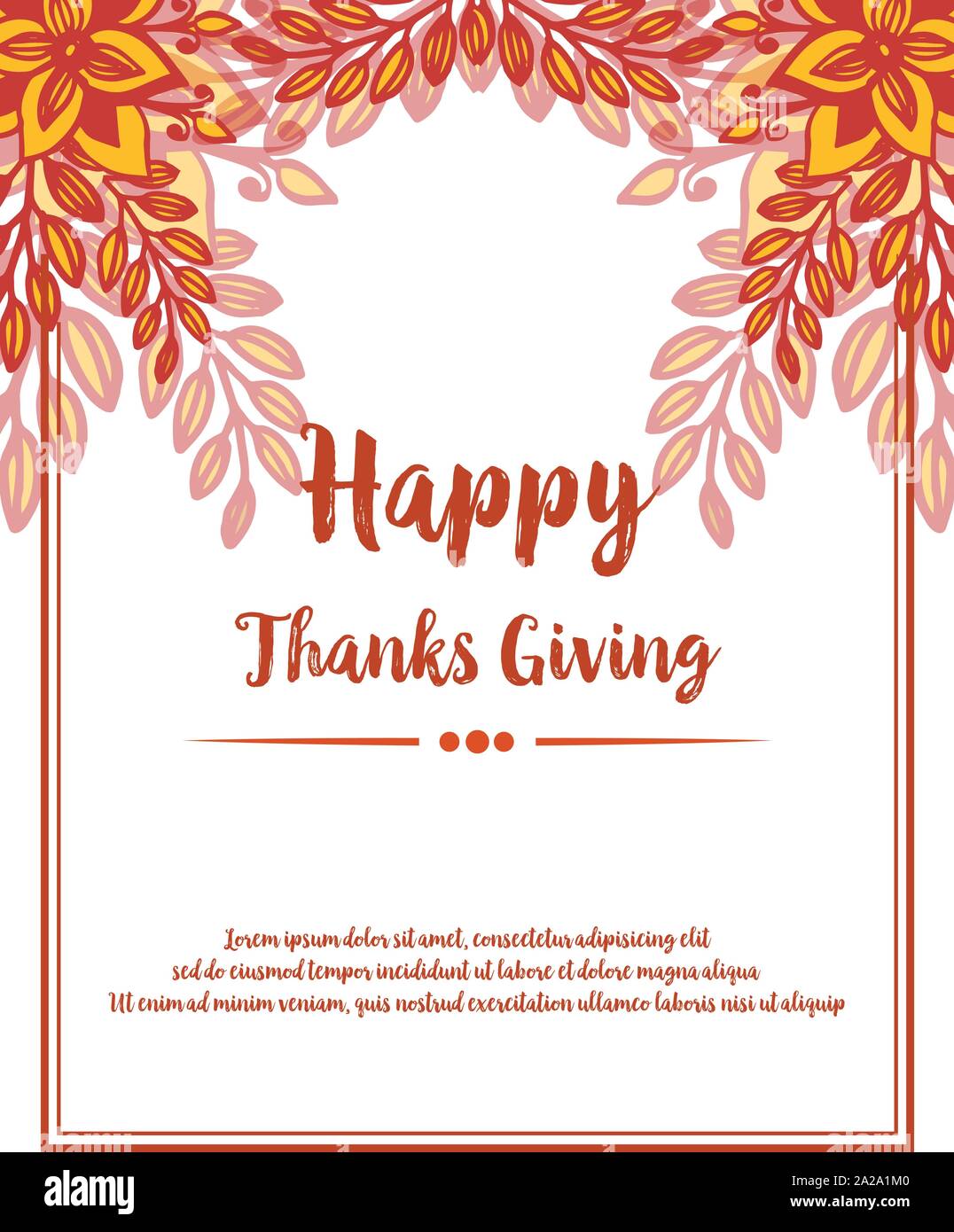 Simple autumn leaf flower frame, for modern card of thanksgiving ...