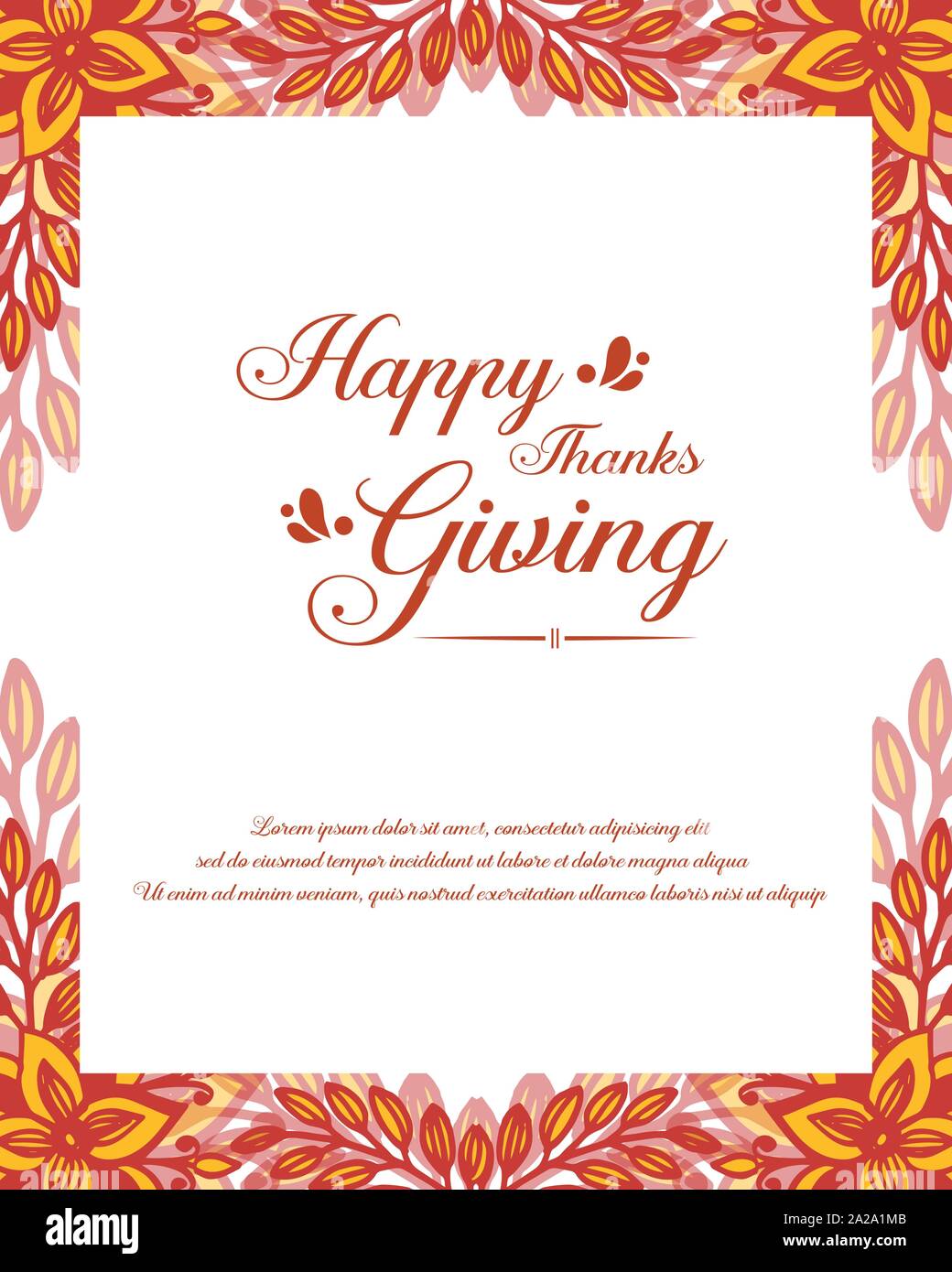 Simple autumn leaf flower frame, for modern card of thanksgiving ...