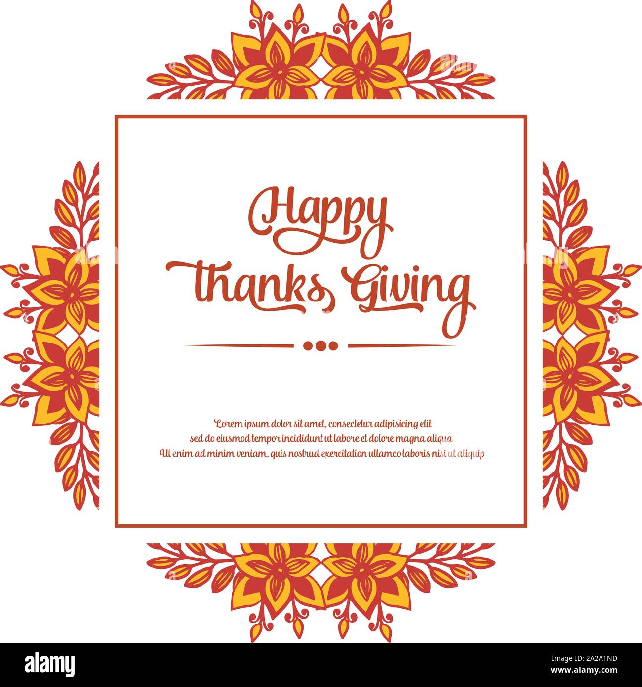 Lettering text of thanksgiving, with vintage style autumn leaf flower ...
