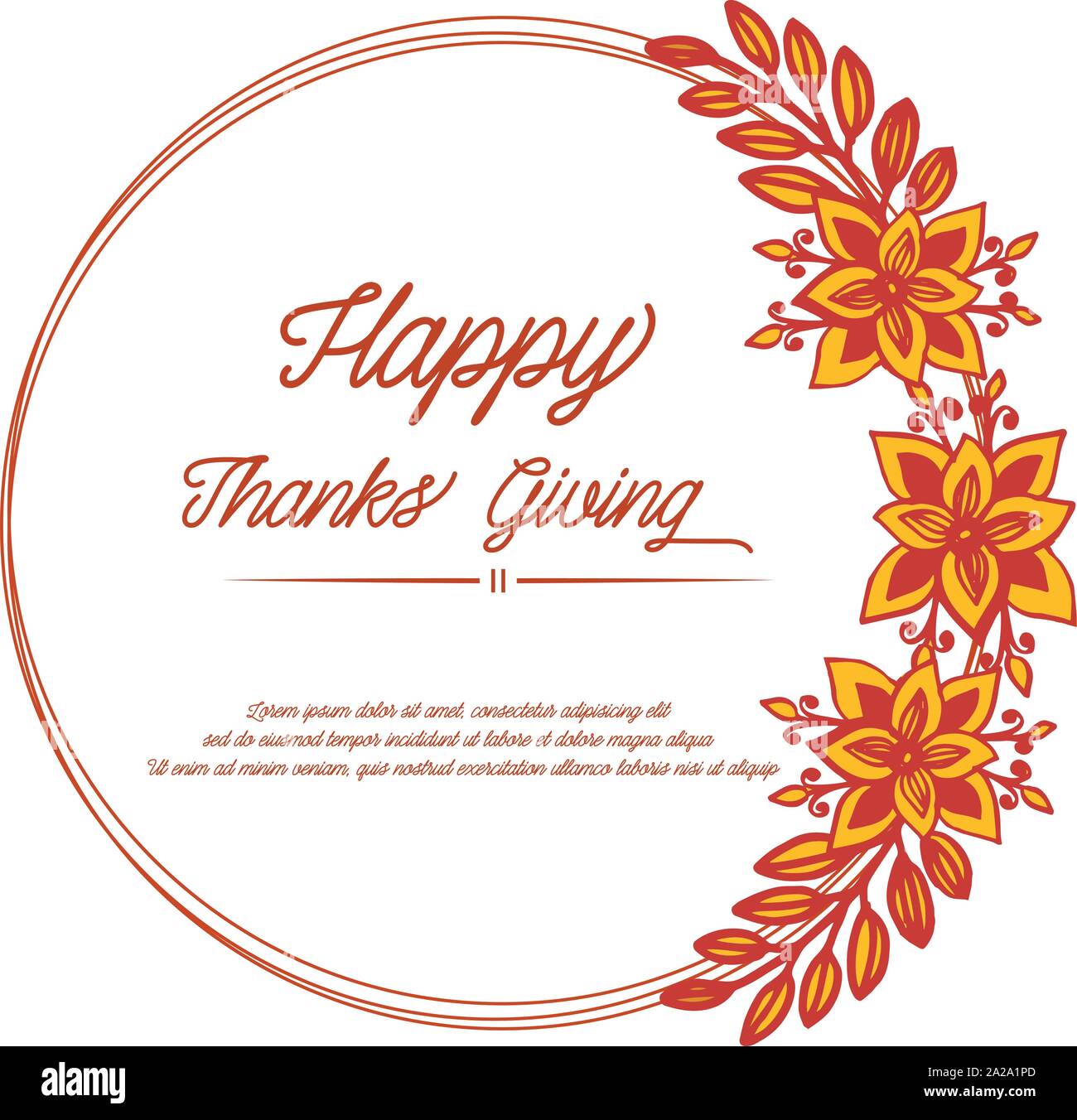 Lettering text of thanksgiving, with vintage style autumn leaf flower ...