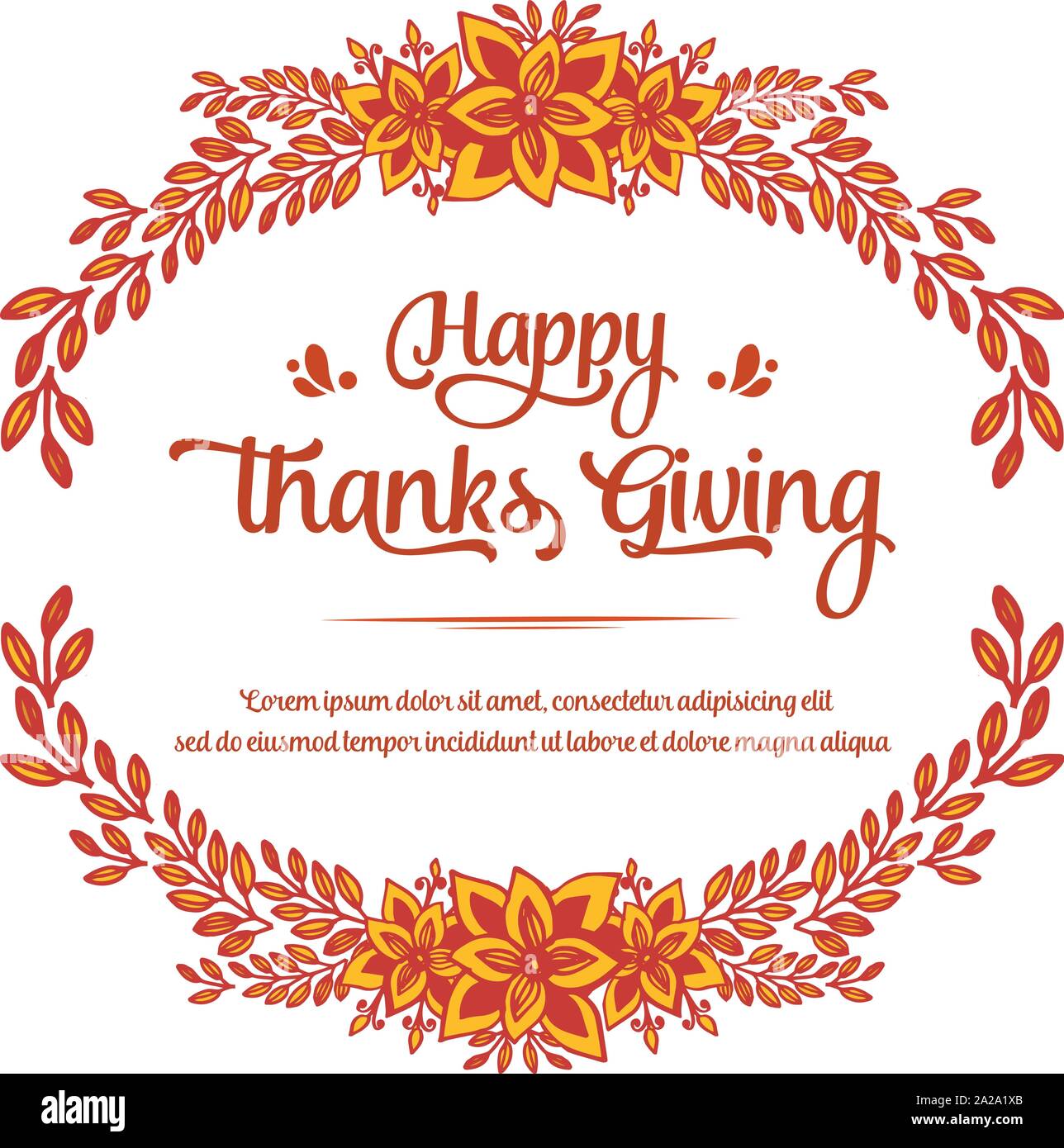 Lettering banner of thanksgiving, with elegant autumn leaves frame ...