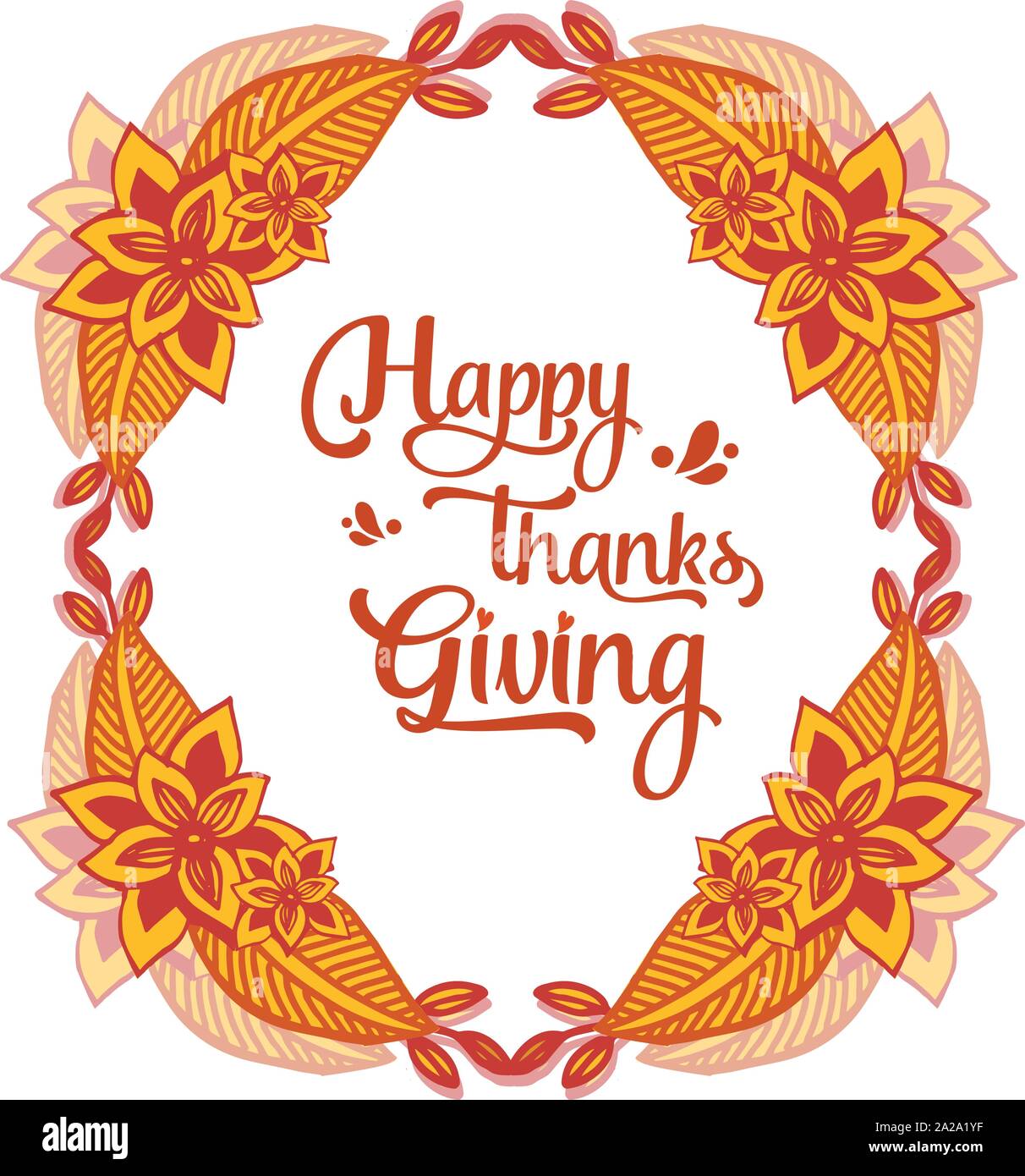 Lettering Banner Of Thanksgiving With Elegant Autumn Leaves Frame Vector Stock Vector Image Art Alamy