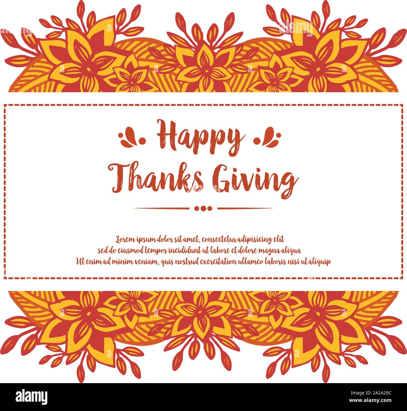 Template for poster thanksgiving, with drawing of autumn leaf flower ...