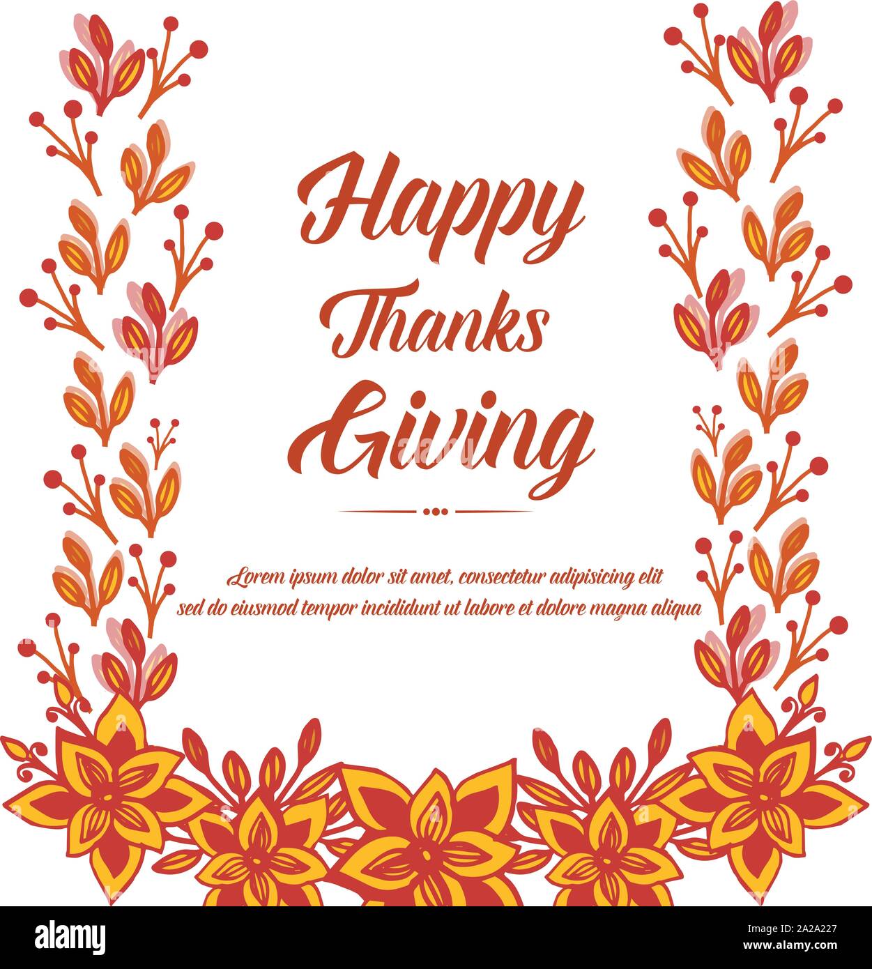 Greeting card for thanksgiving with artwork of autumn leaves frame ...