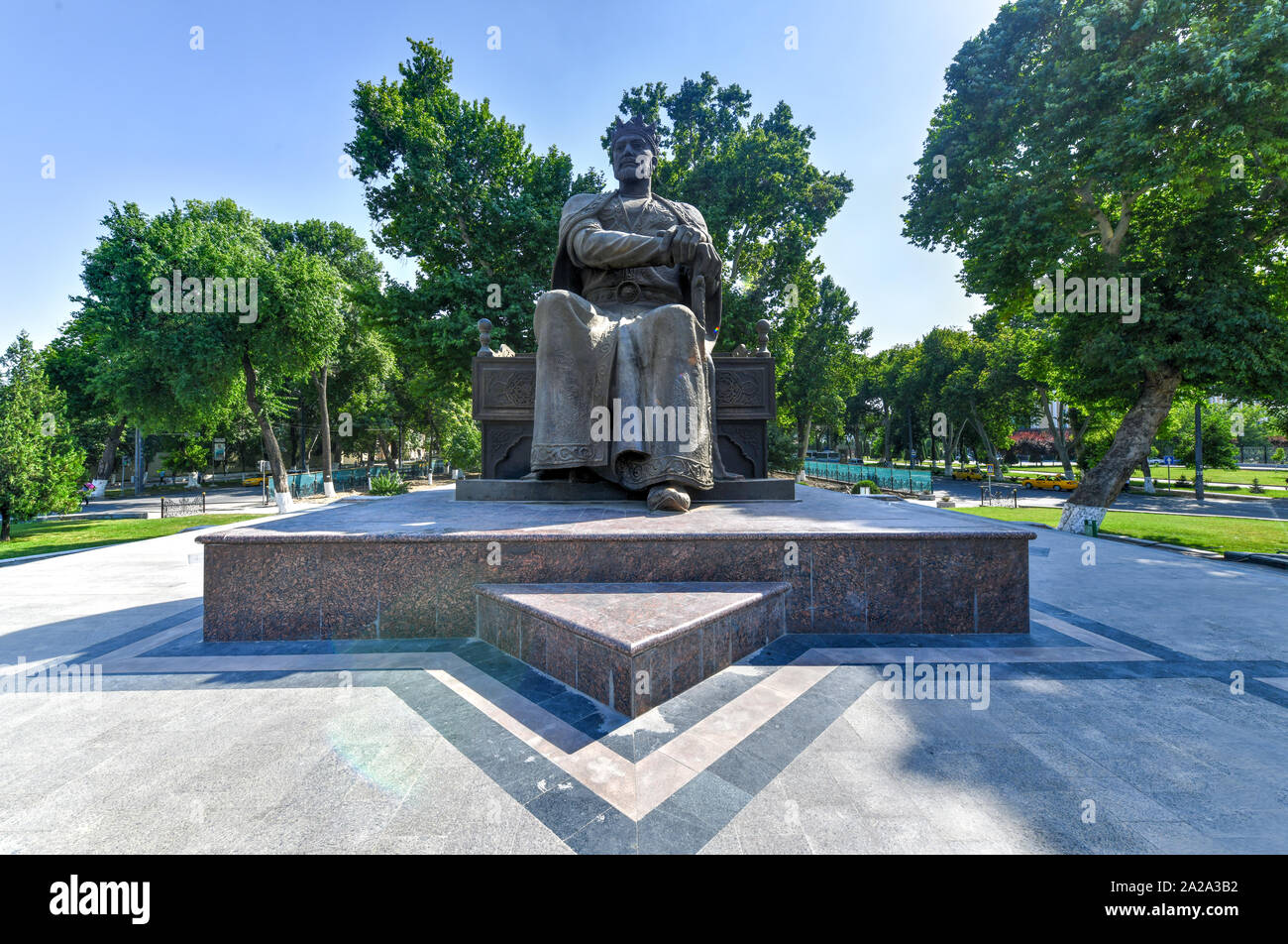 Tamerlane statue in the city of Samarkand, Republic of Uzbekistan Stock Photo