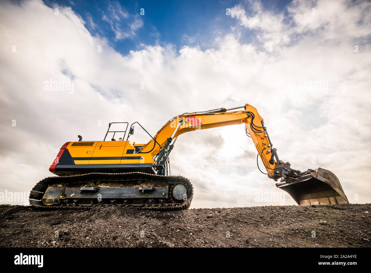 Big excavator in construction site Stock Photo