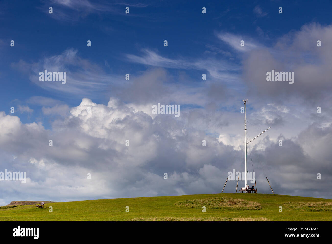 Mast on a hill at Bude on the North Cornwall coast Stock Photo