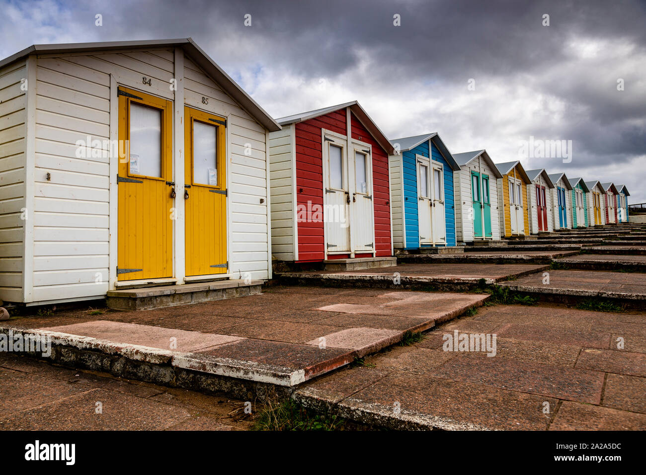 Beach huts at Bude on the North Cornwall coast Stock Photo