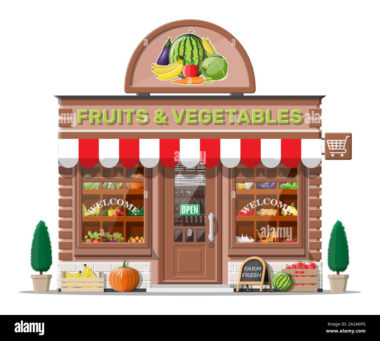Street shop building. Fruit and vegetable store Stock Vector Image & Art -  Alamy