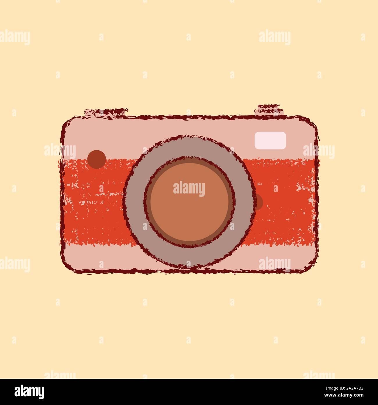 vintage retro camera  icon flat rough outline style Stock Vector