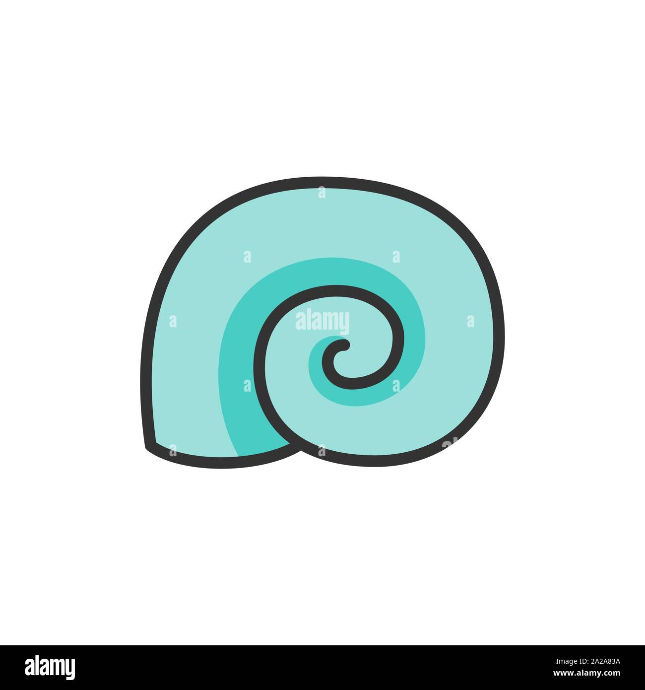 Vector seashell flat color line icon. Isolated on white background Stock Vector