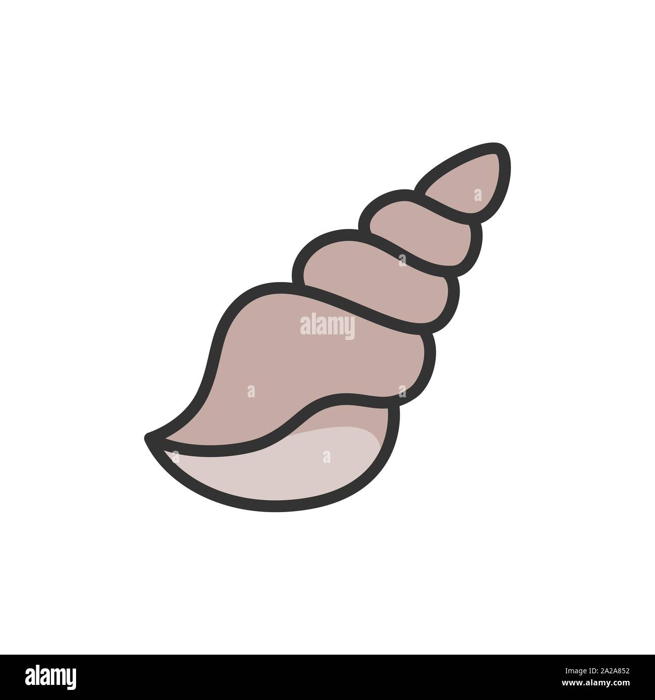 Vector seashell, shell flat color line icon. Stock Vector
