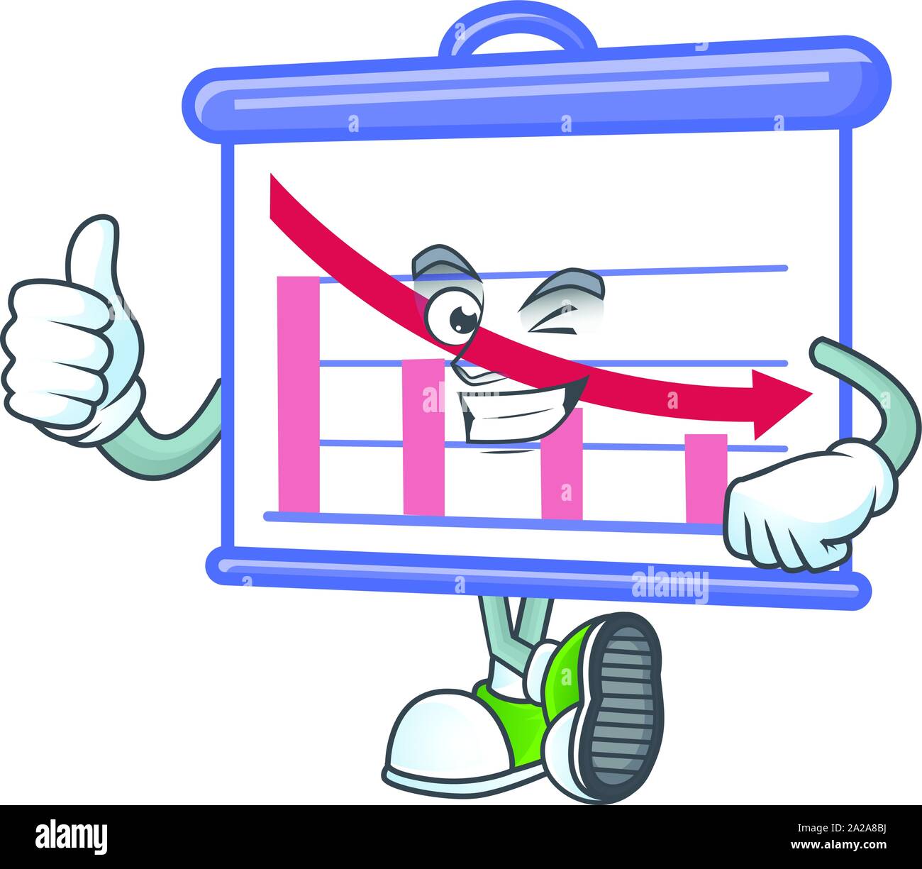 Thumbs up down graphic board in character mascot Stock Vector