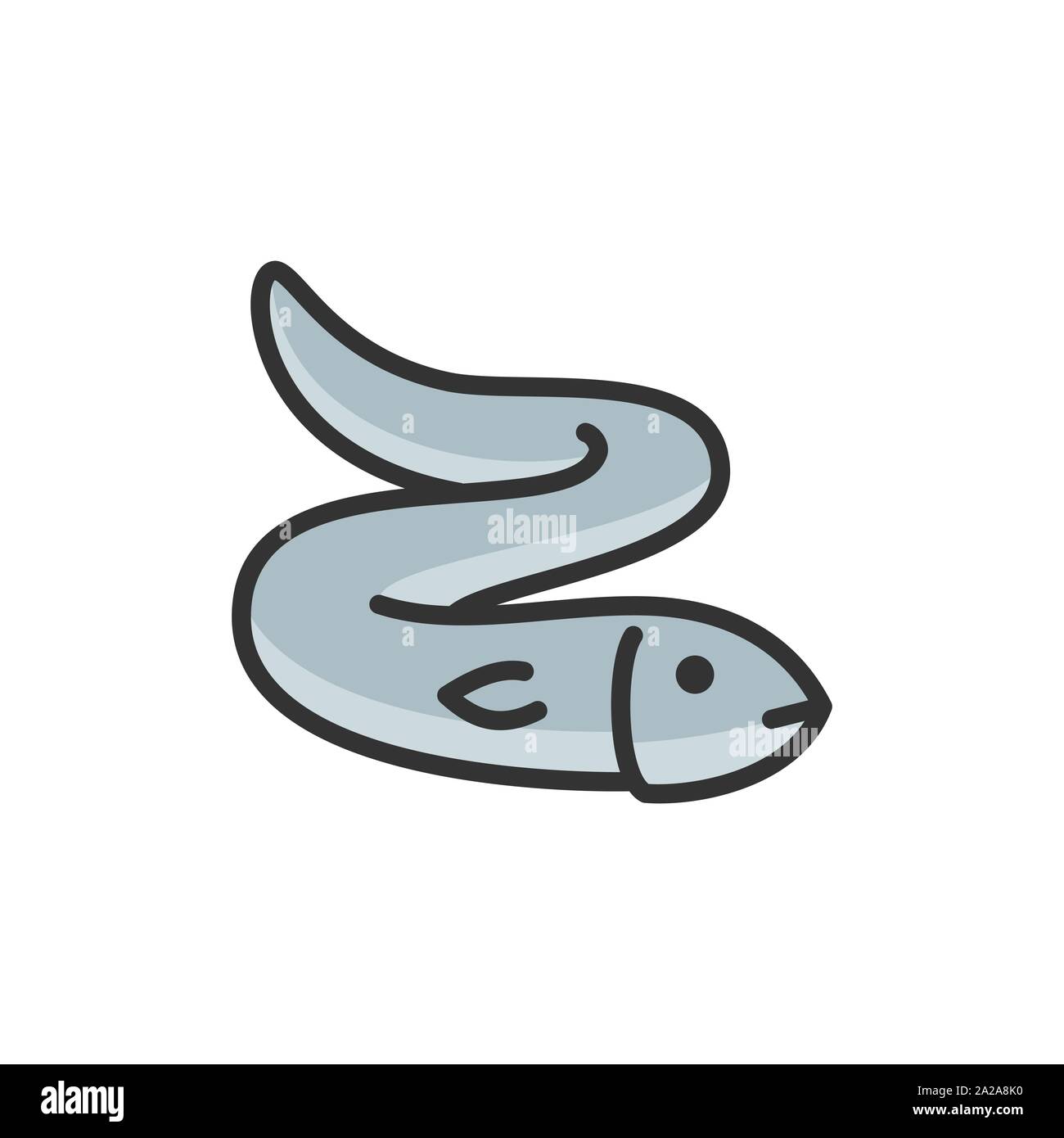 Vector eel, fish, aquatic animal flat color line icon. Stock Vector