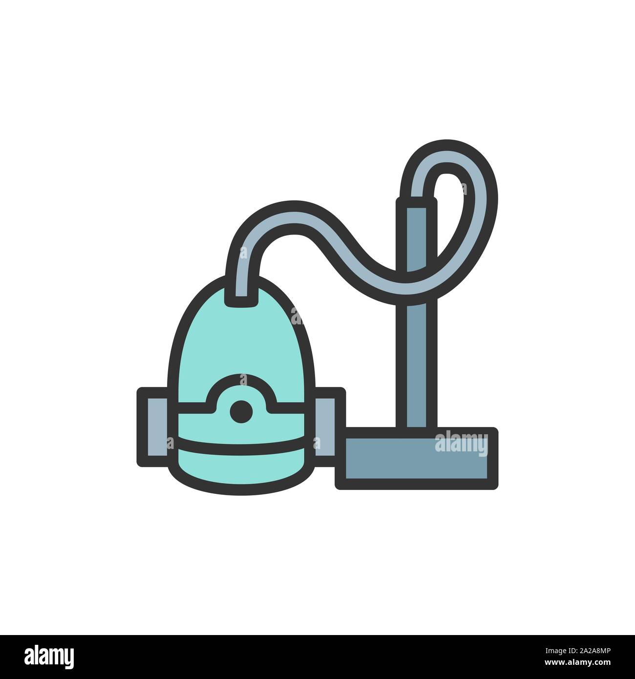Vector vacuum cleaner flat color line icon. Stock Vector