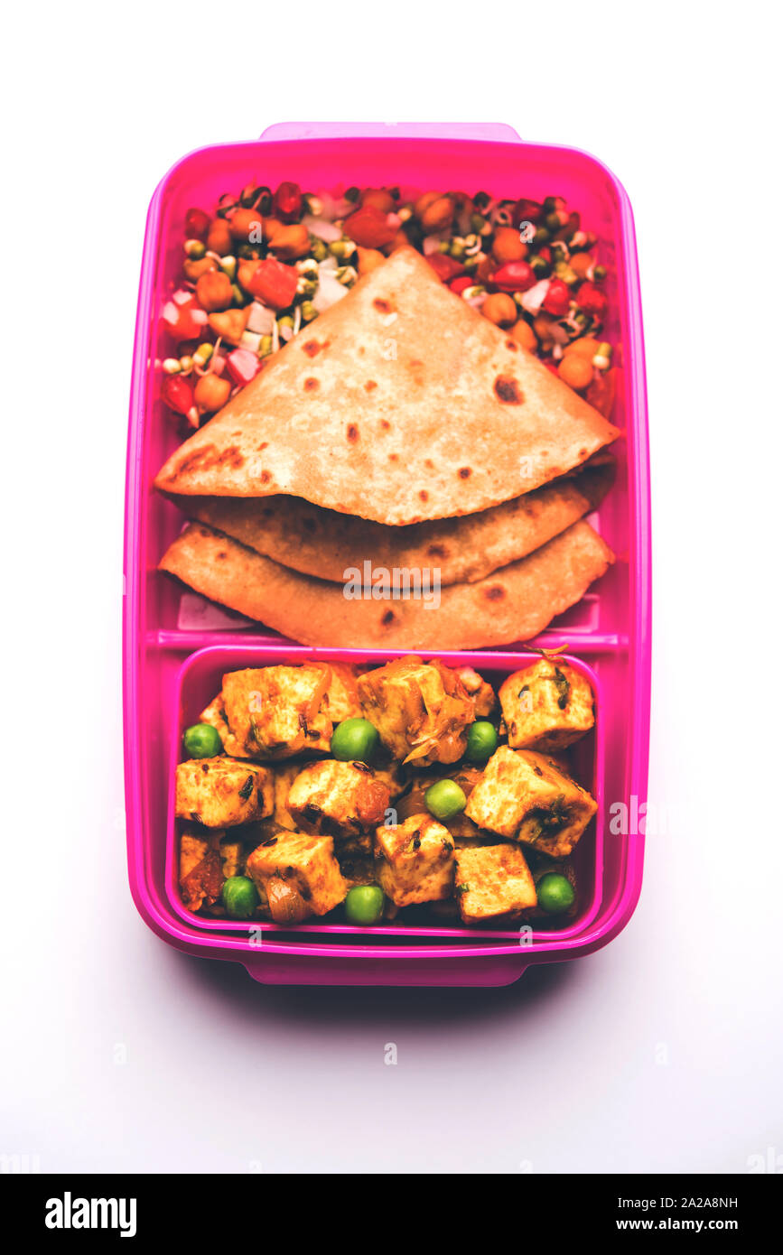 Lunch Box / Tiffin for Indian kids, hot Hot Paneer sabzi with roti