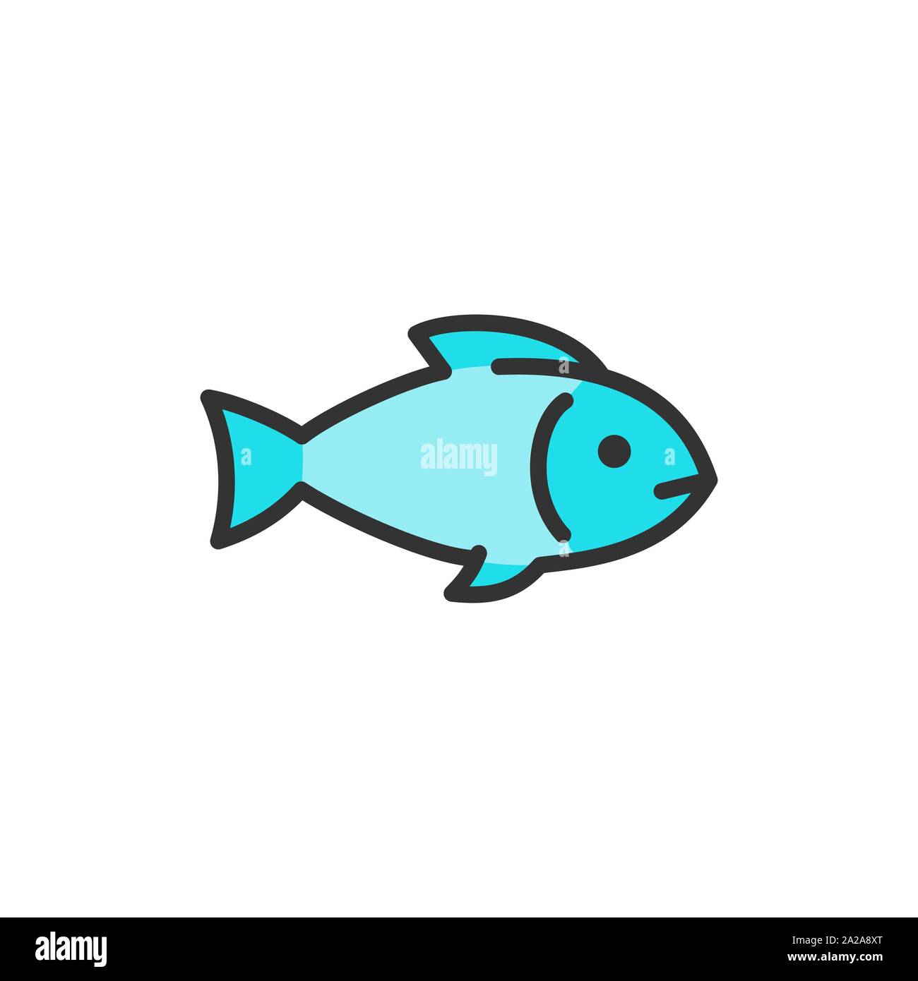 Vector fish, aquatic animal flat color line icon Stock Vector Image ...