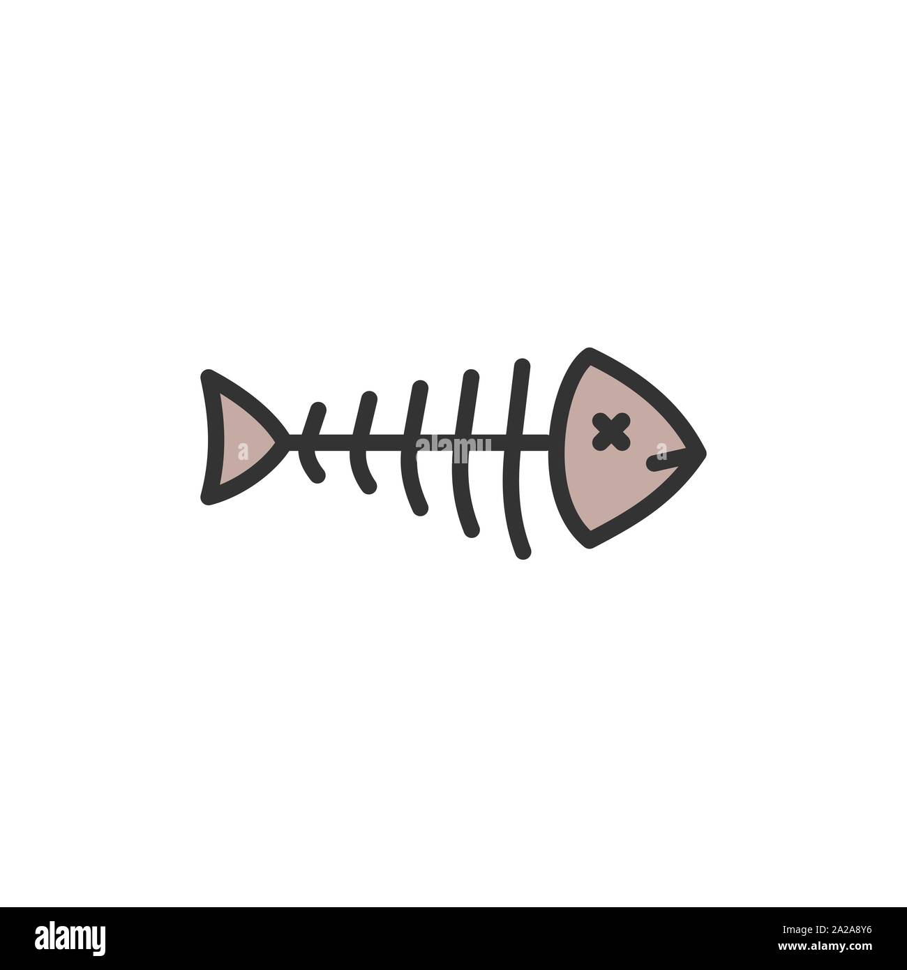 Vector fish skeleton, fishbone flat color line icon Stock Vector Image & Art Alamy