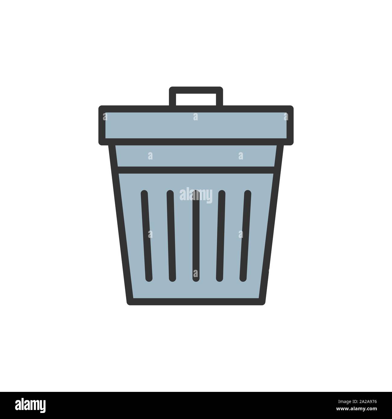 Vector trash can, waste, recycle flat color line icon. Stock Vector