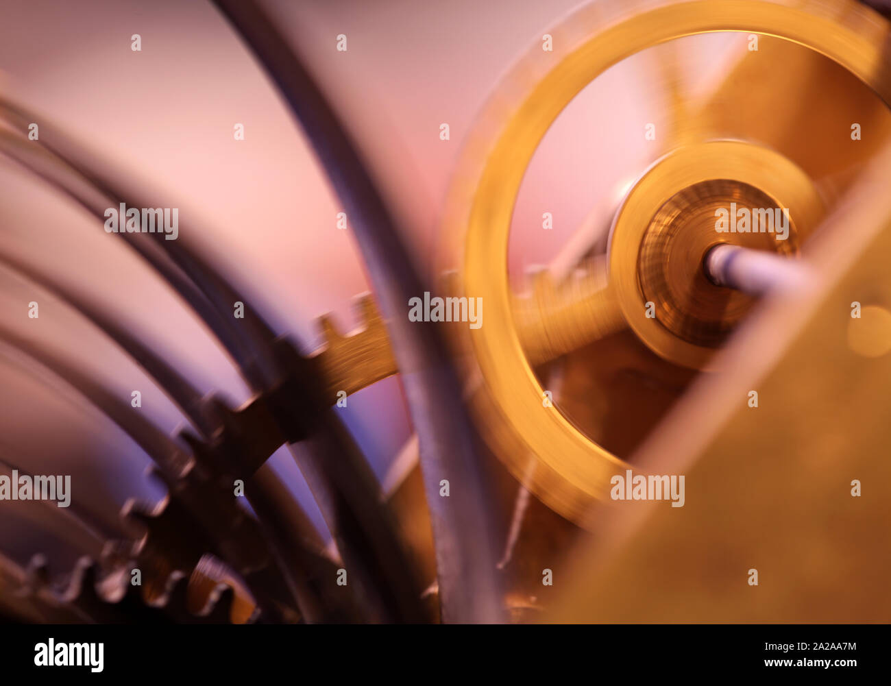 Close up of a internal clock mechanism Stock Photo Alamy