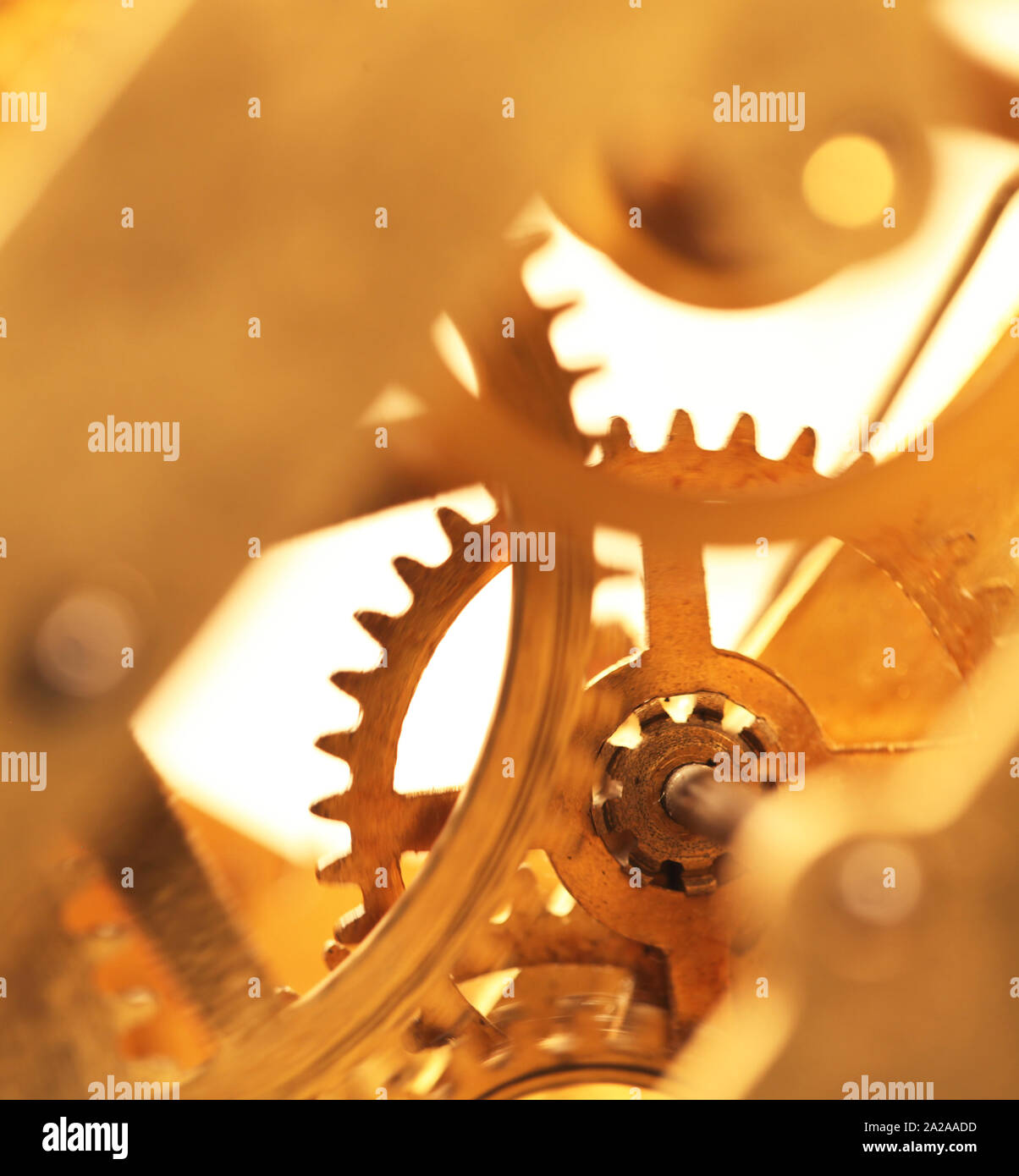 Close up of a internal clock mechanism Stock Photo Alamy