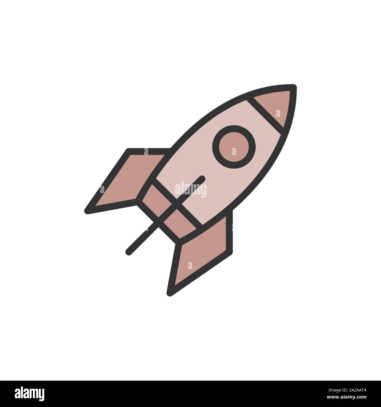 Vector rocket flat color line icon. Isolated on white background Stock Vector