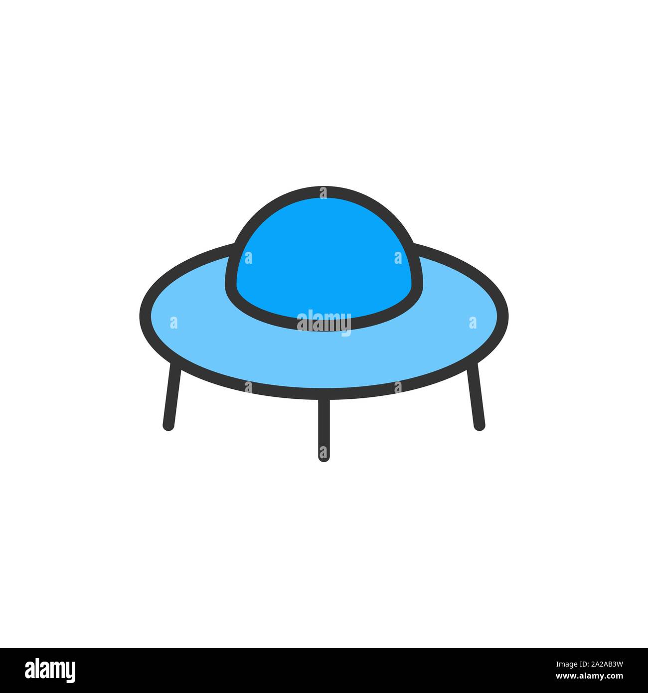 Vector ufo, spaceship flat color line icon. Stock Vector