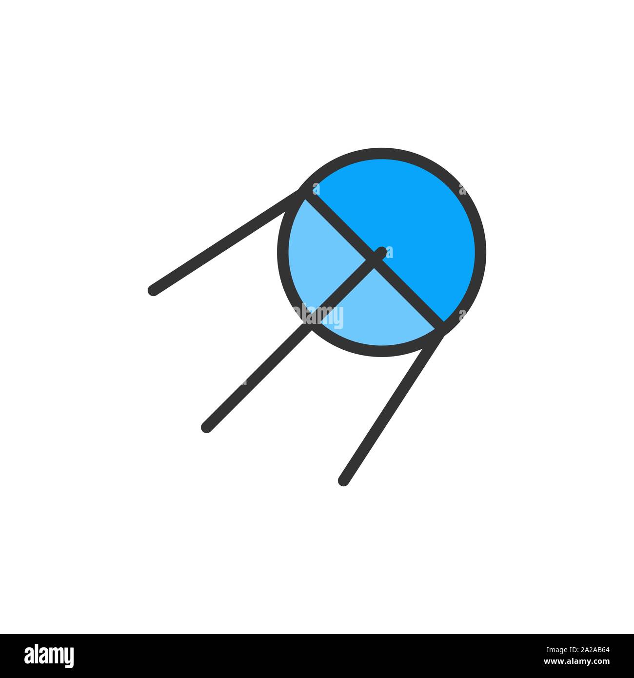 Vector sputnik, rocket flat color line icon. Stock Vector
