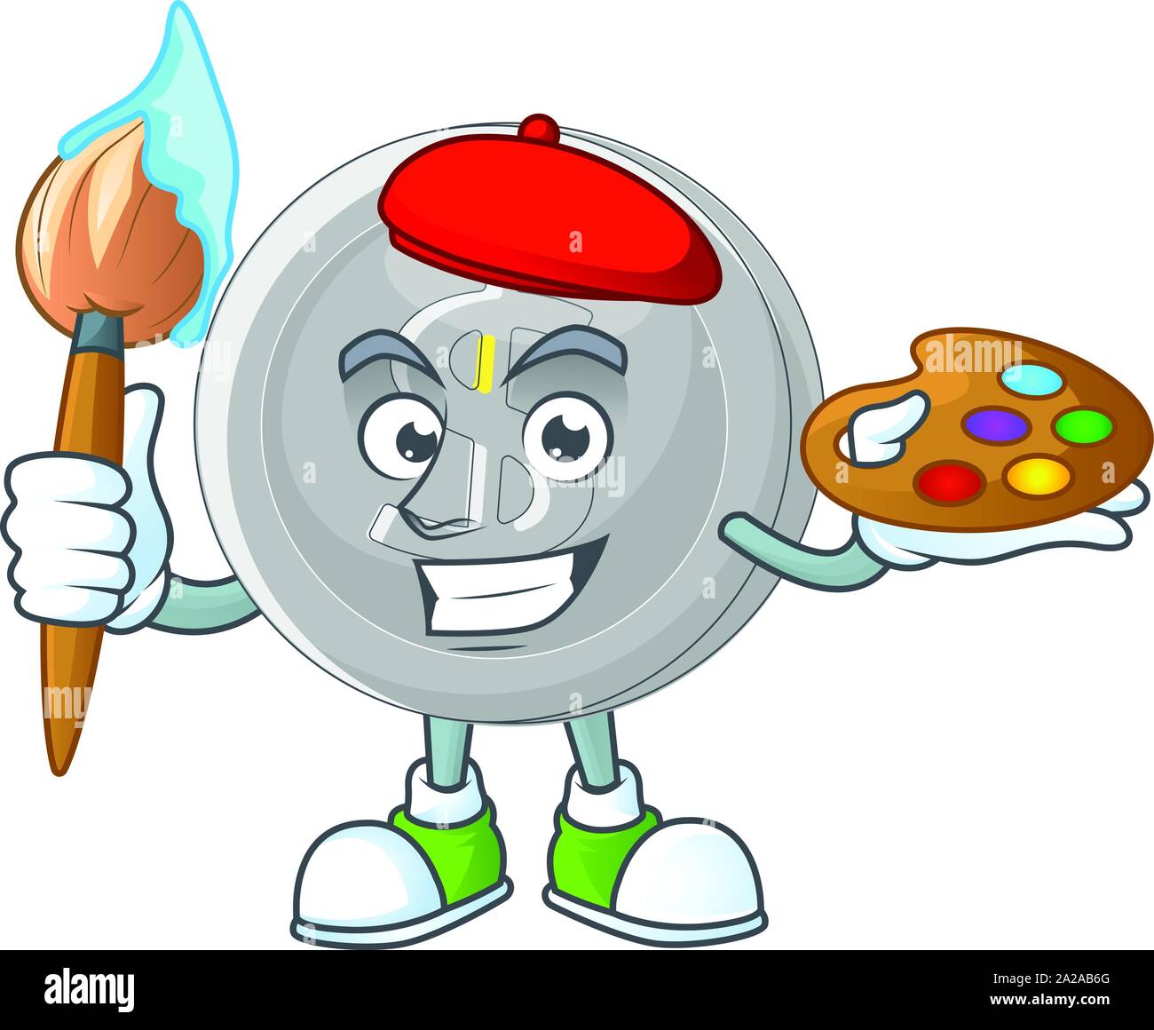 Painter silver coin cartoon character for currency Stock Vector Image ...