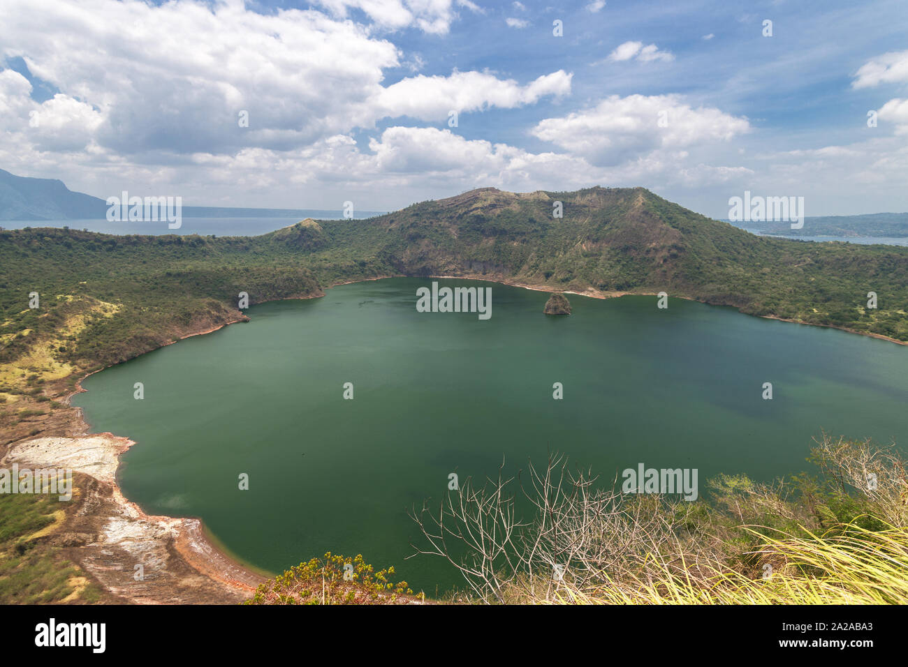 A lake in the crater of a Taal volcano, Batangas, Philippines. Popular tourist destination Stock Photo