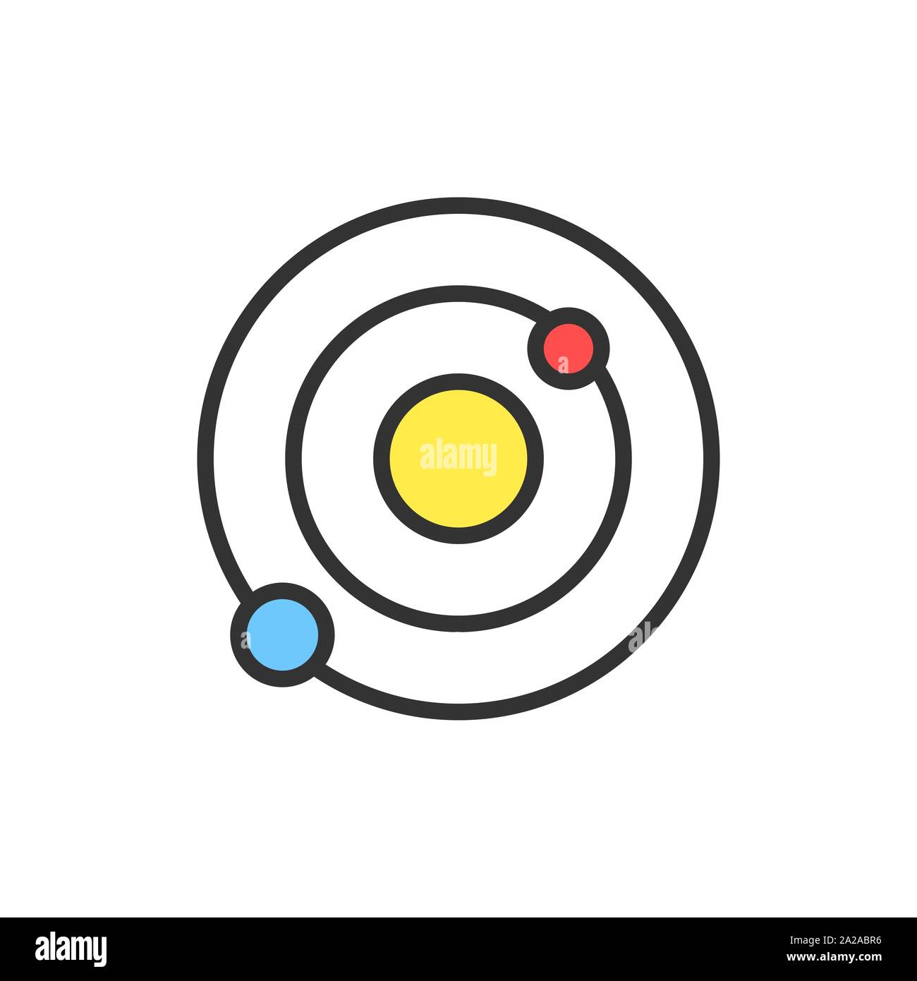 Vector Solar System Galaxy Flat Color Line Icon Stock