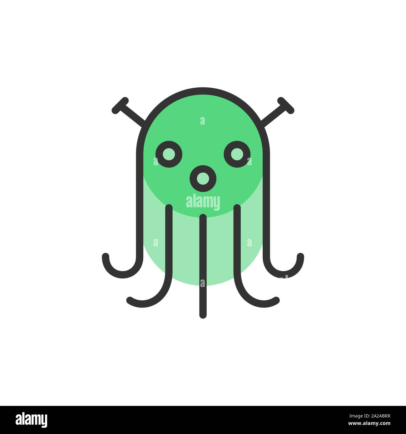 Vector alien, UFO flat color line icon. Stock Vector