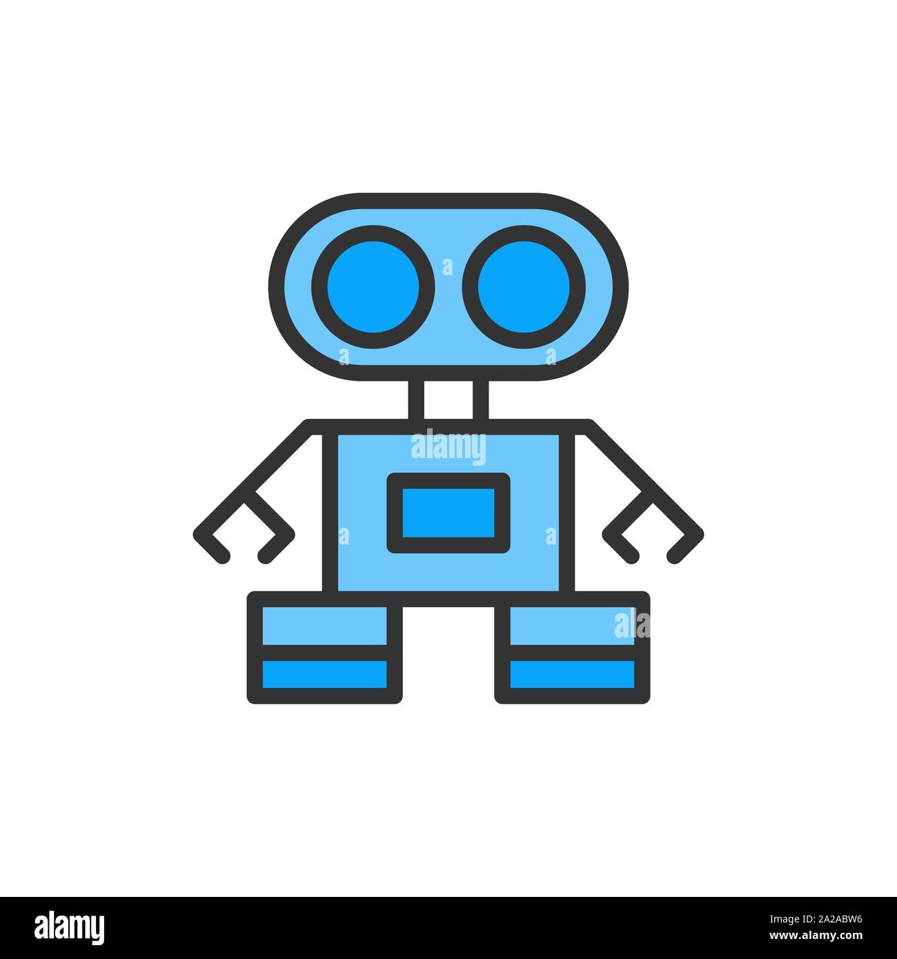 Vector robot flat color line icon. Isolated on white background Stock ...