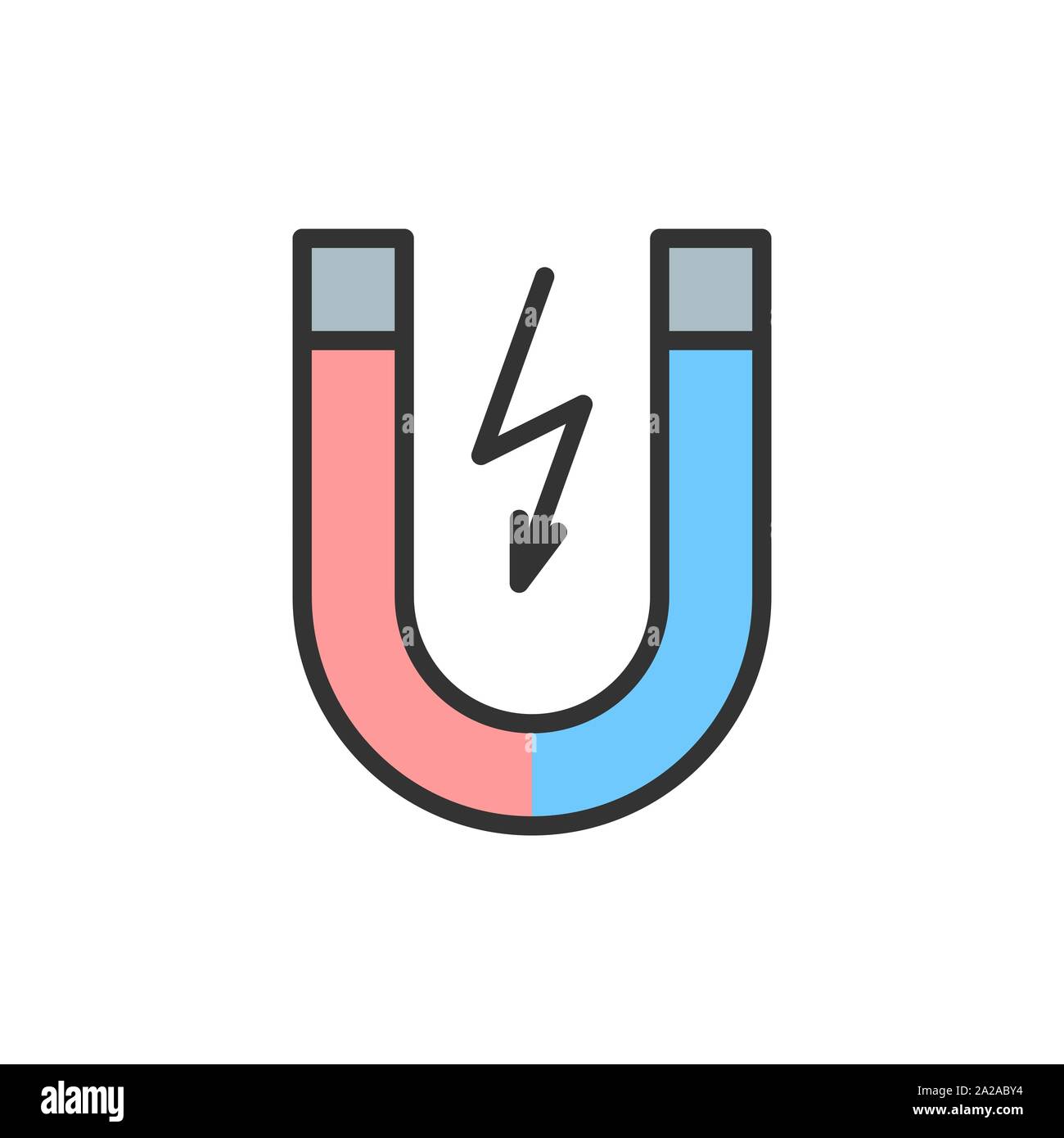 Vector magnet flat color line icon. Isolated on white background Stock Vector