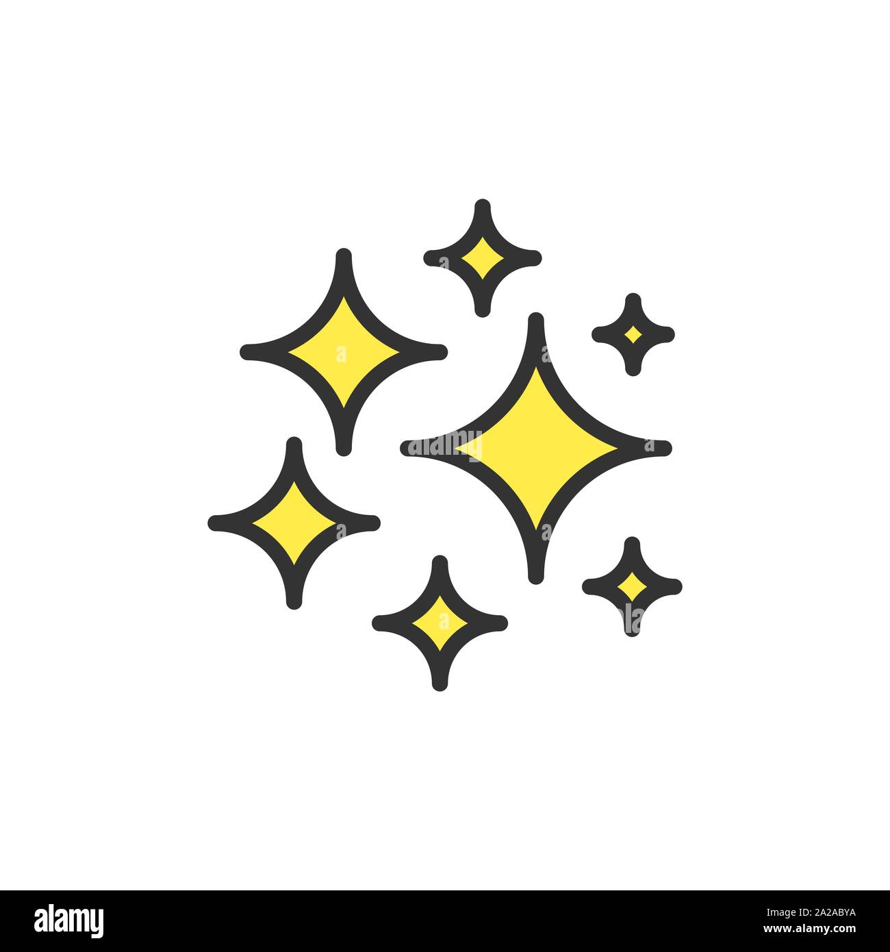 Vector cosmos stars flat color line icon. Stock Vector