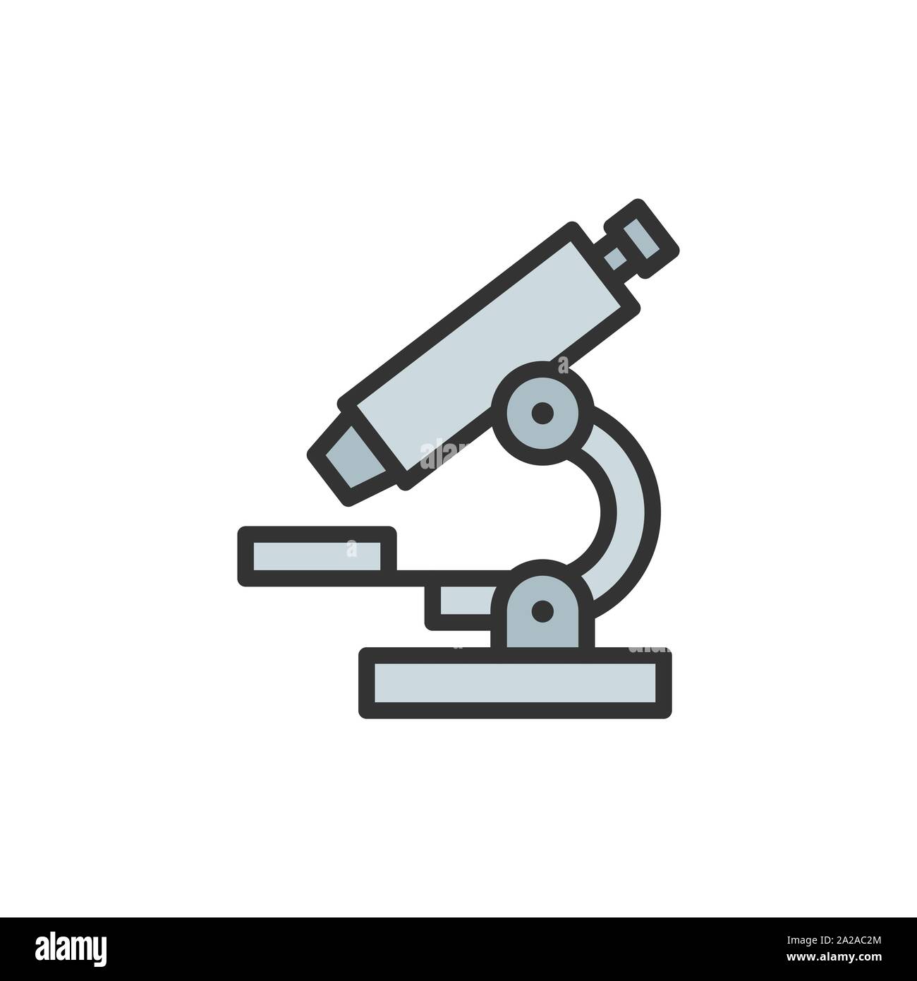 Vector microscope flat color line icon. Isolated on white background Stock Vector