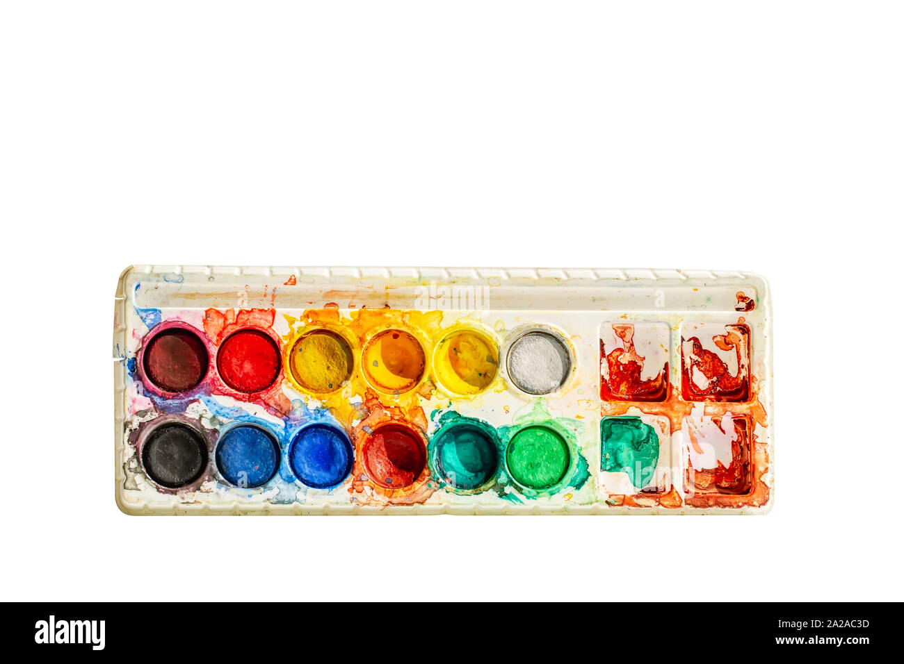 Watercolor tray isolated on a white background Stock Photo - Alamy