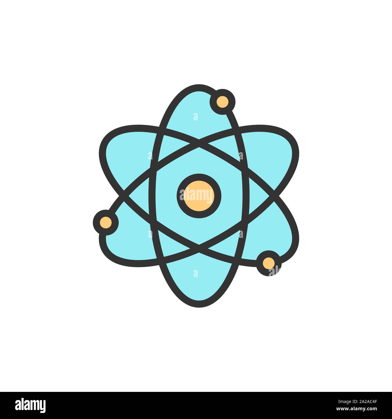 Vector atom, molecule flat color line icon. Stock Vector