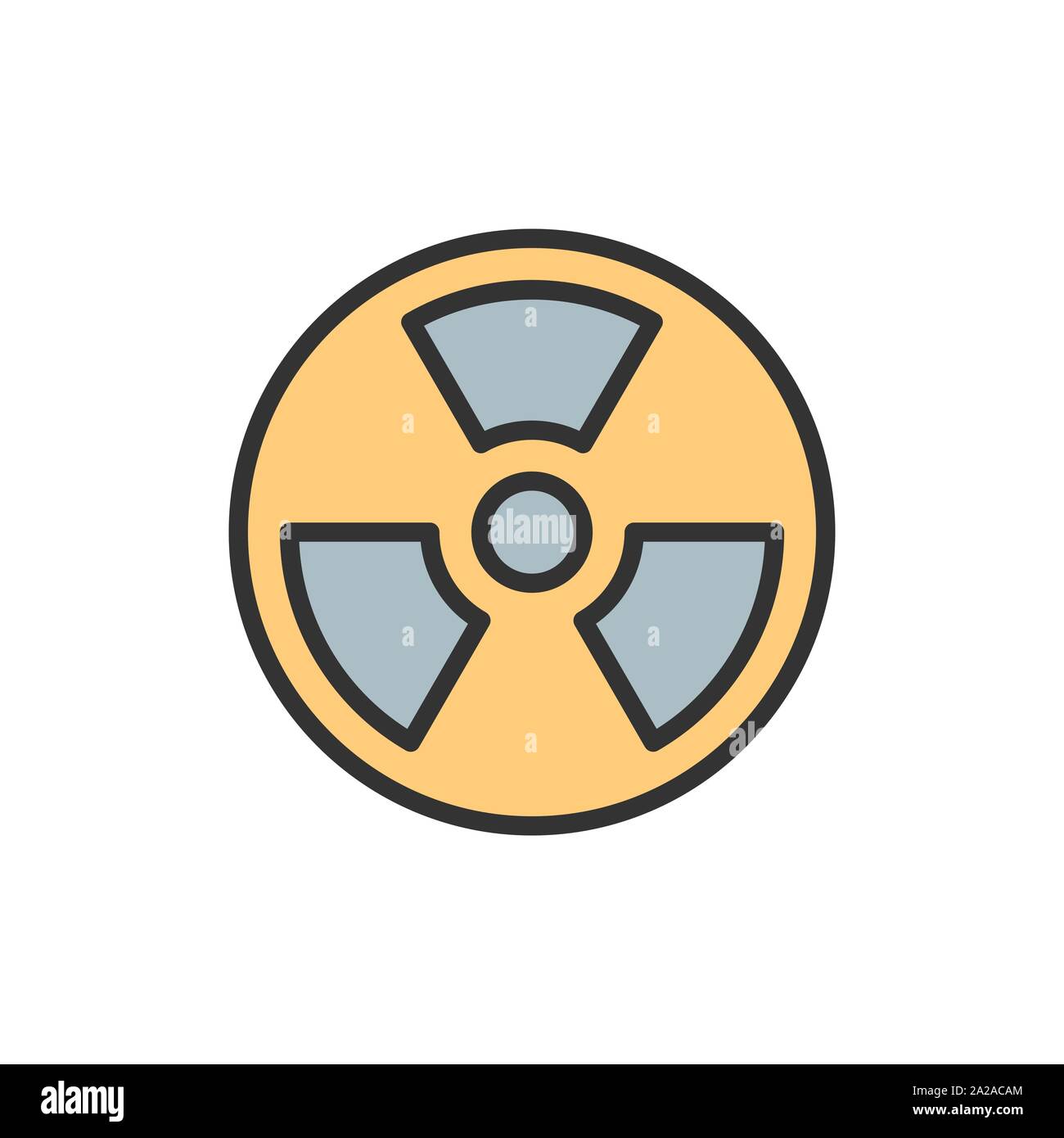 Vector radiation hazard sign flat color line icon Stock Vector Image