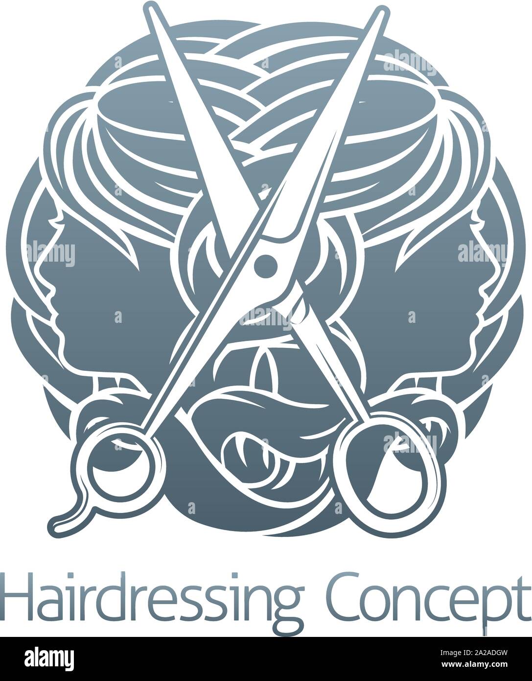 Faces and Scissors Hair Salon Hairdresser Concept Stock Vector