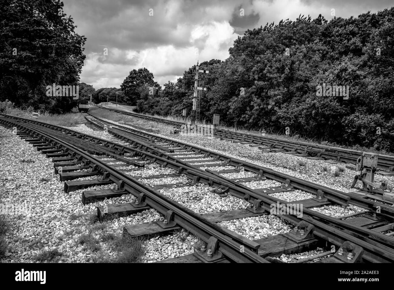 Long rail track UK Stock Photo Alamy